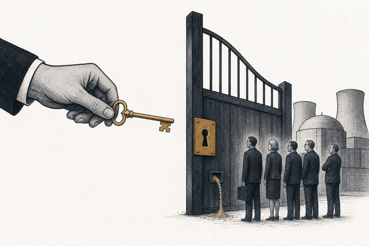 The West stands as a group in front of a big locked door, while another hand alone holds the key to it