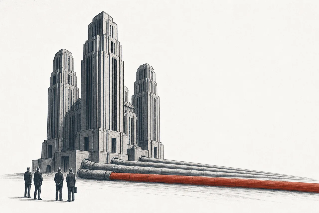 Just a few enormous stone office towers standing at the center, with pipes of revenue and multi-year orders flowing out from their base like deep, long roots