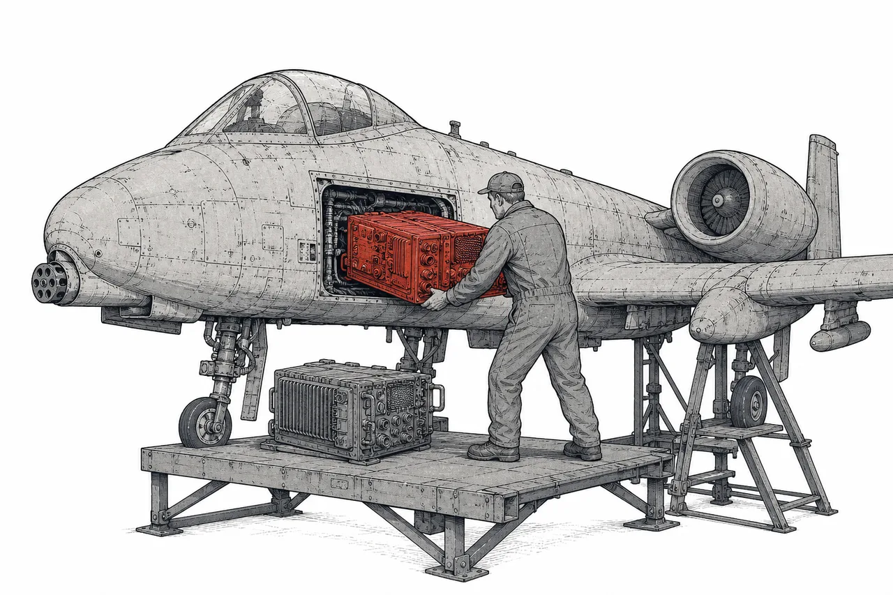 An older military platform that looks the same on the outside, but inside its electronics layer and sensors have been swapped for new, modernized ones.