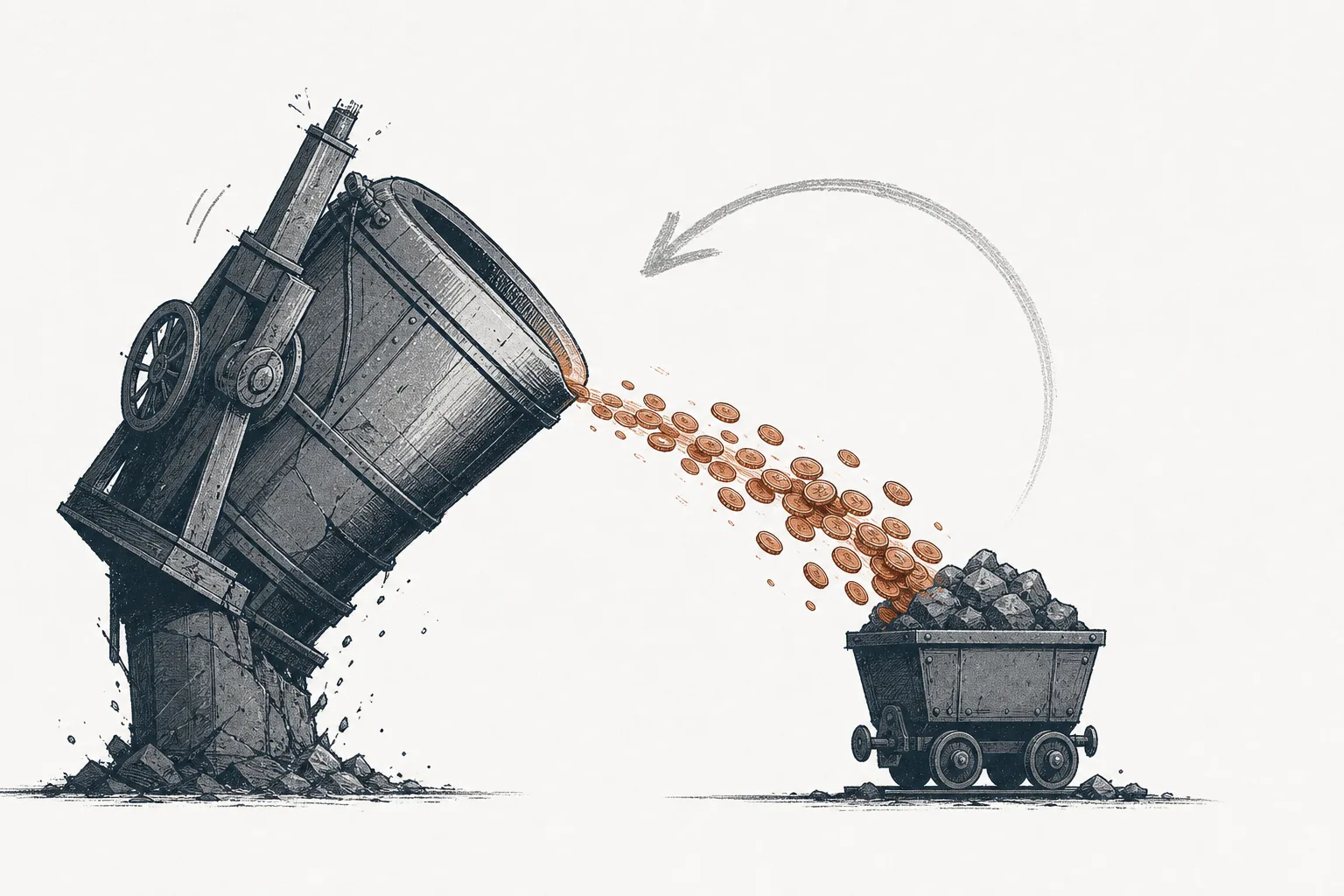 The world flipped upside down: a smelter handing money to a mine, against the normal direction, conveying negative smelting fees.