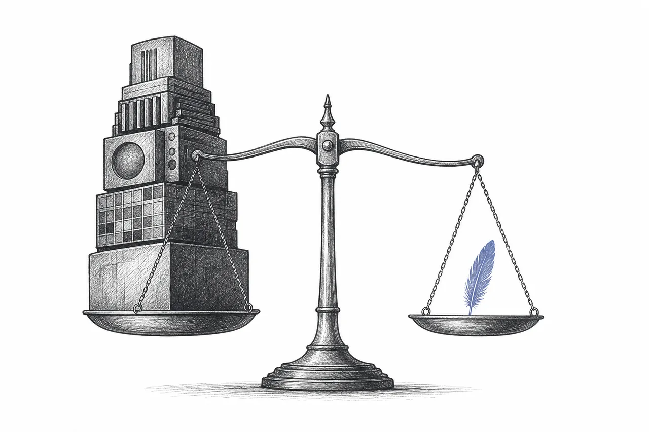 An old balance scale: on one side a towering pile of heavy work, on the other just a sliver of power and heat — and it has to be made to balance.
