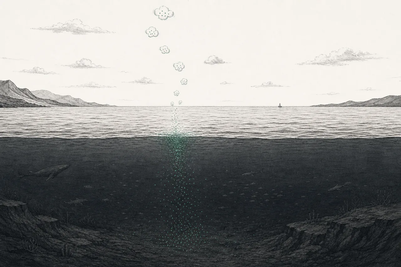A vast ocean acting like a giant sponge, slowly drawing chunks of carbon down from the sky and storing them in the deep water.